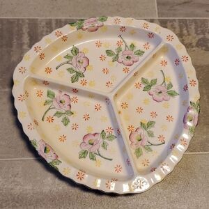 Vintage Floral 3 Section Ceramic Dish